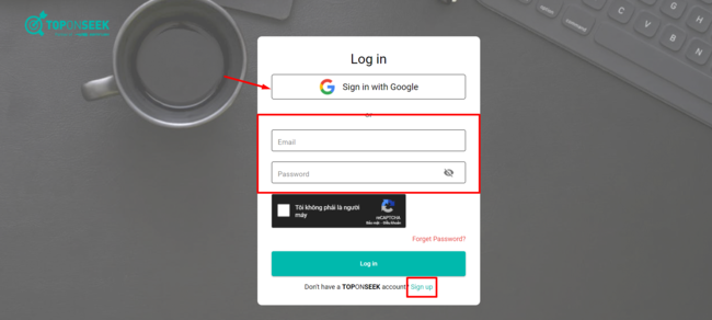 Đăng nhập hoặc đăng ký tài khoản Keyword Tracker TopOnSeek