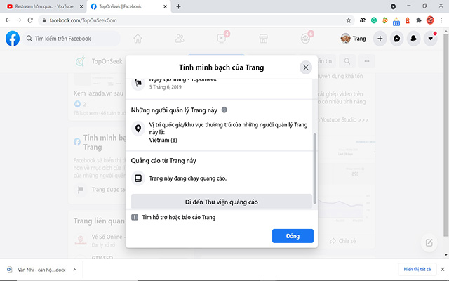 Tính minh bạch của trang trên Facebook | TopOnSeek