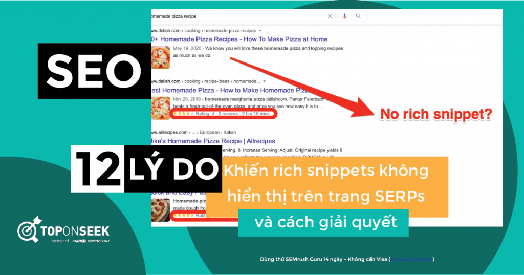 Ví dụ về rich snippets không hiển thị trên trang SERPs của Google