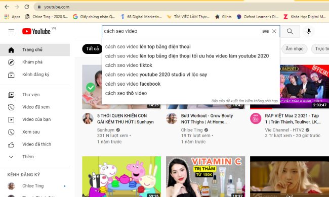 Tìm kiếm trên YouTube