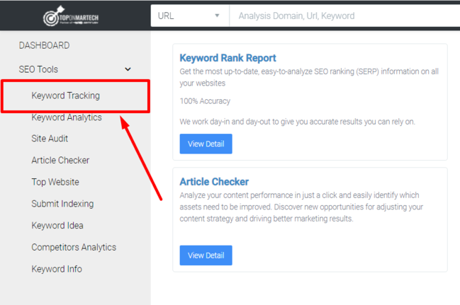 Keyword Tracking trong công cụ theo dõi từ khóa