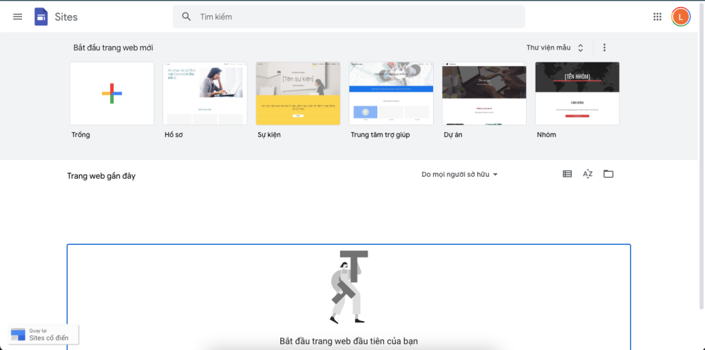 Giao diện của Google Sites