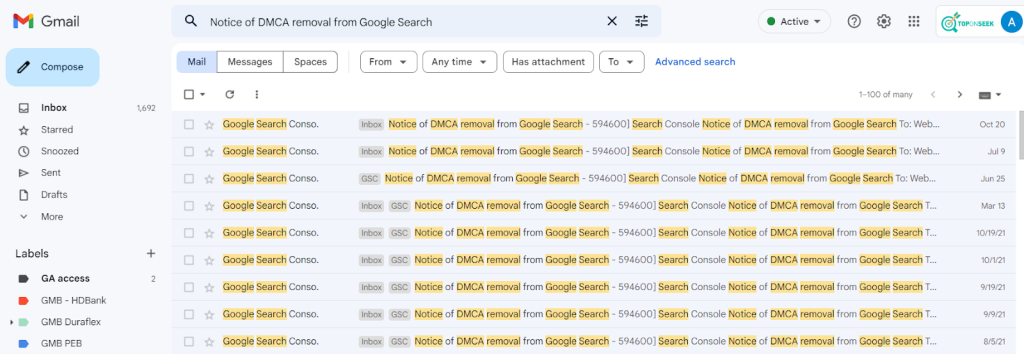 Hình ảnh mail thông báo của Google