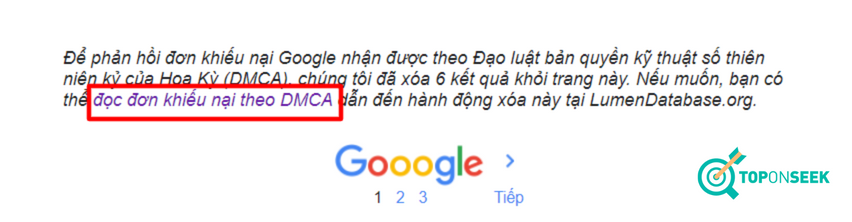 Vị trí đọc đơn khiếu nại theo DMCA