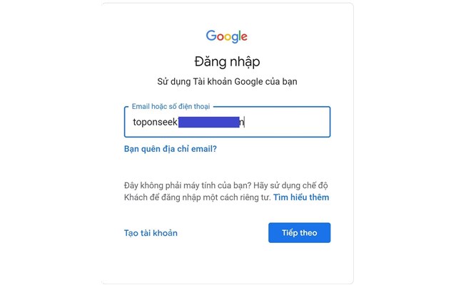 Truy cập vào trang đăng nhập Gmail 