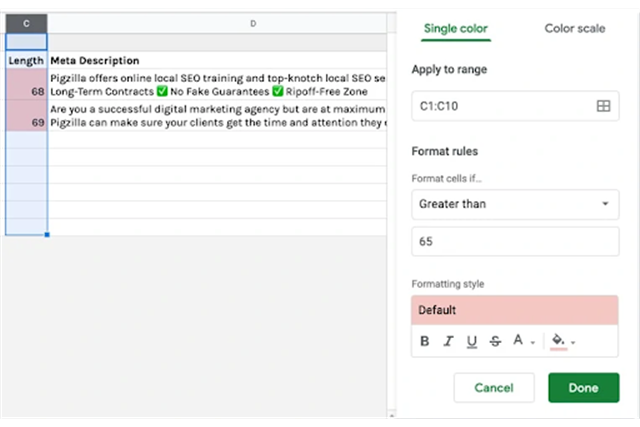 Định dạng có điều kiện trong Google Sheet