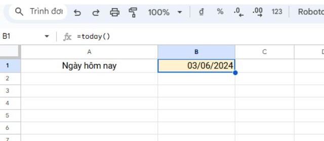 Hàm TODAY Google Sheet SEO