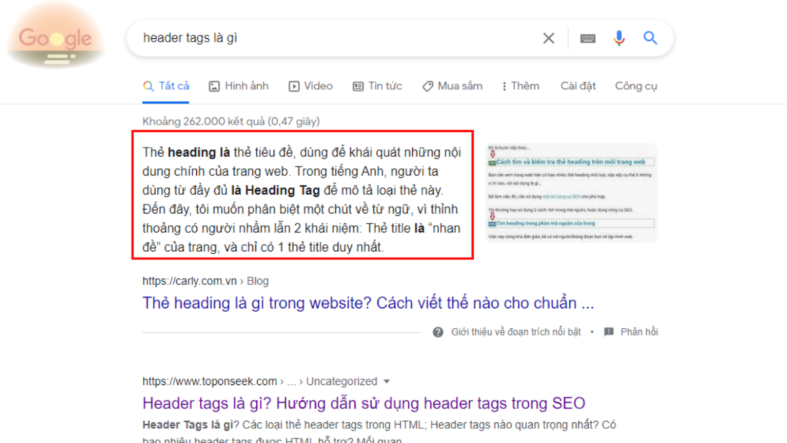 Featured Snippets hiển thị như thế nào trên Google