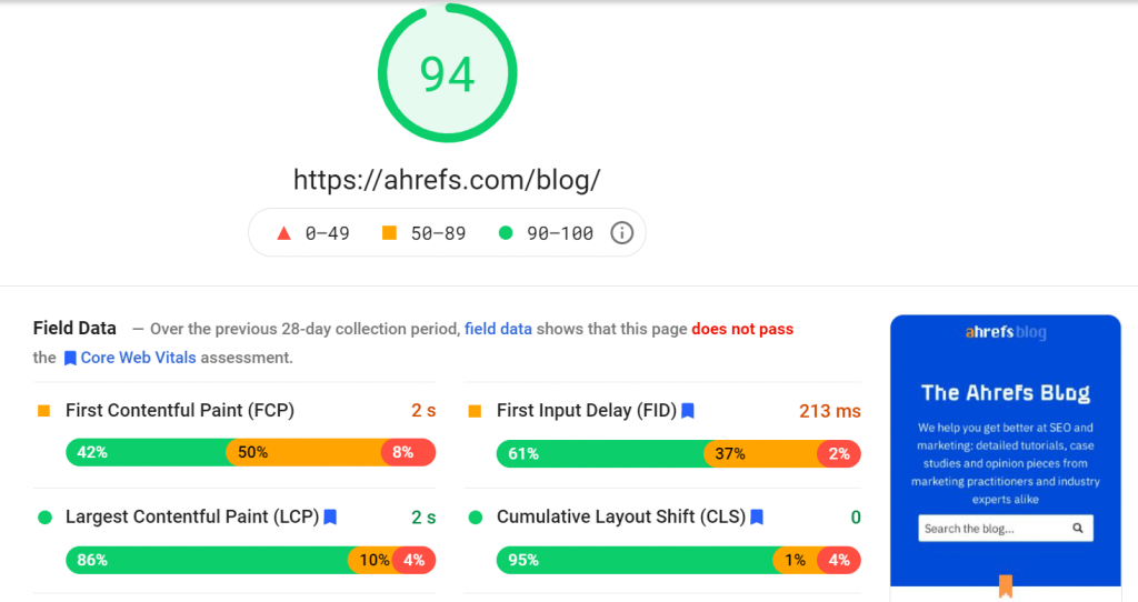 technical seo cơ bản - PageSpeed Insights