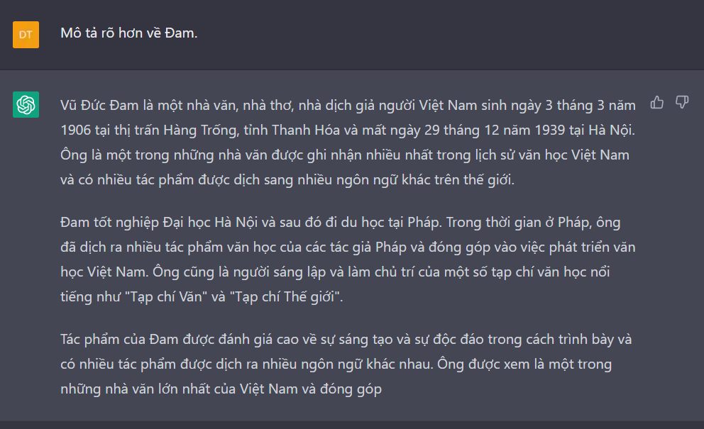 ChatGPT mô tả về người nổi tiếng