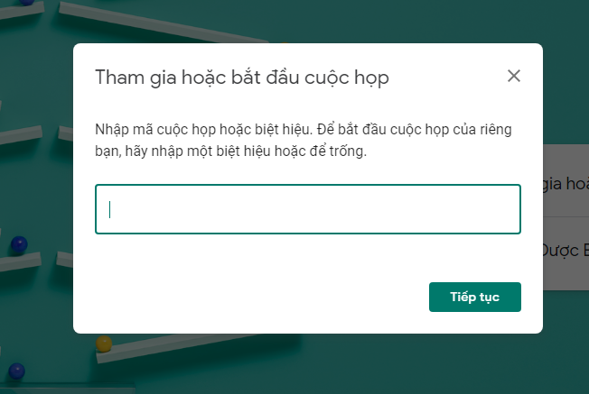 Nhập mã cuộc họp để tham gia Google Meet