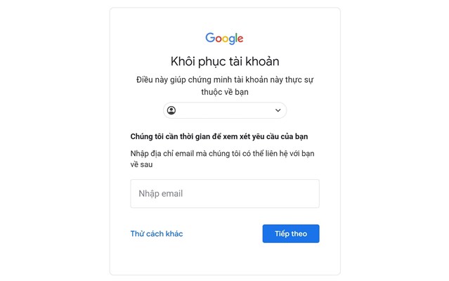 Khôi phục tài khoản gmail