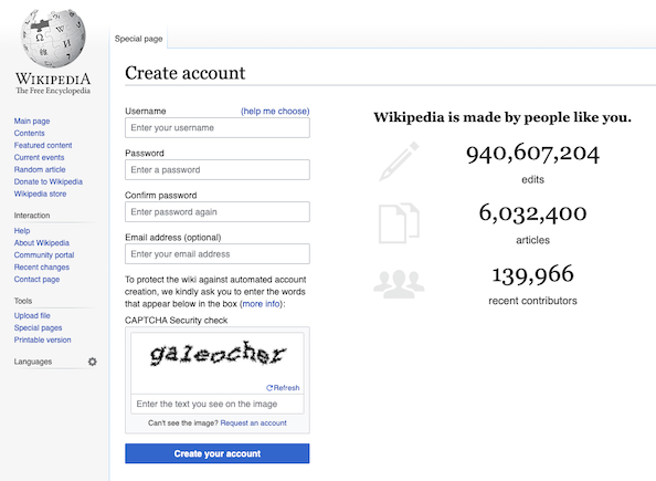 Tạo tài khoản Wikipedia đơn giản