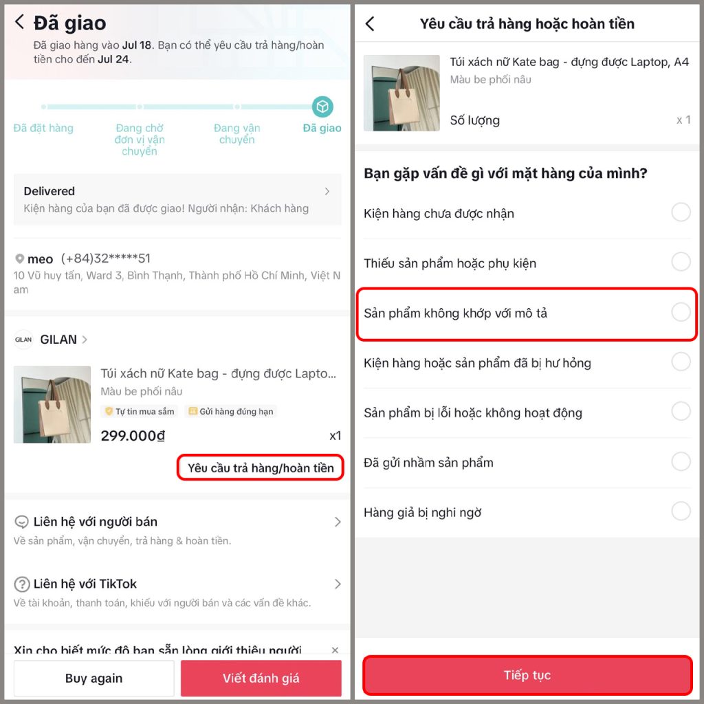Cách trả hàng/ hoàn tiền trên Tik Tok shop 