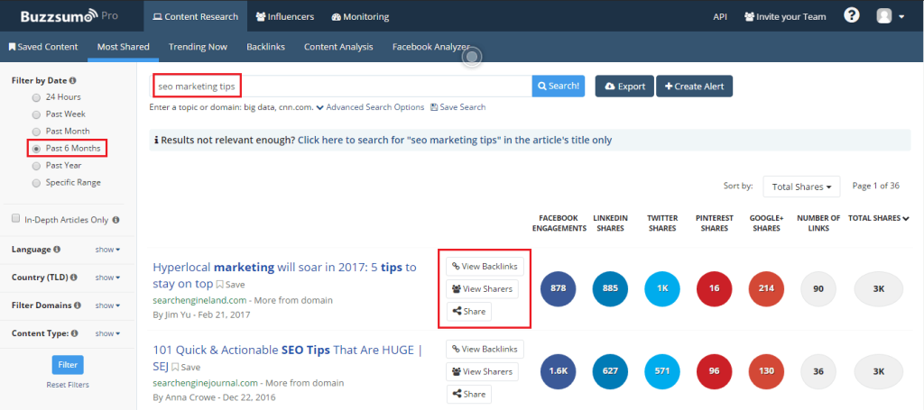 Công cụ backlink checker có phí - BuzzSumo