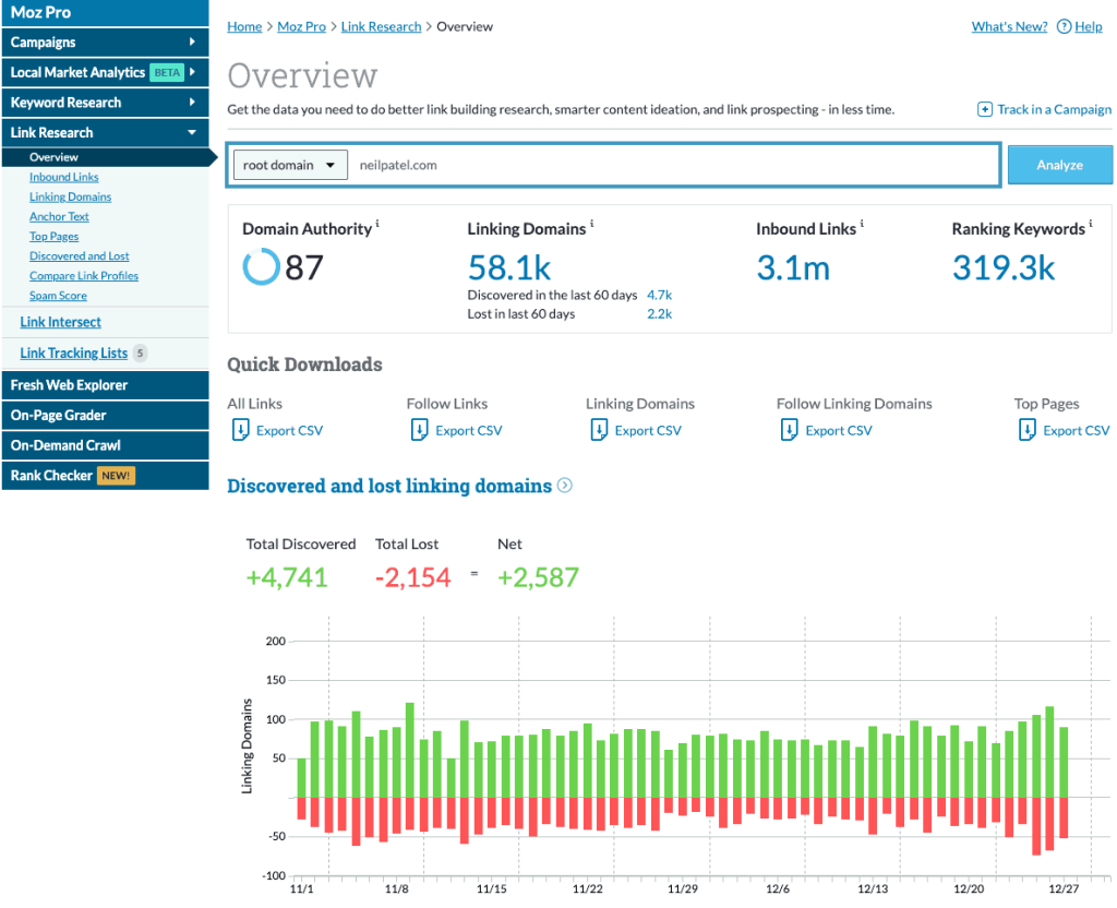 Công cụ backlink checker có phí - Moz Pro