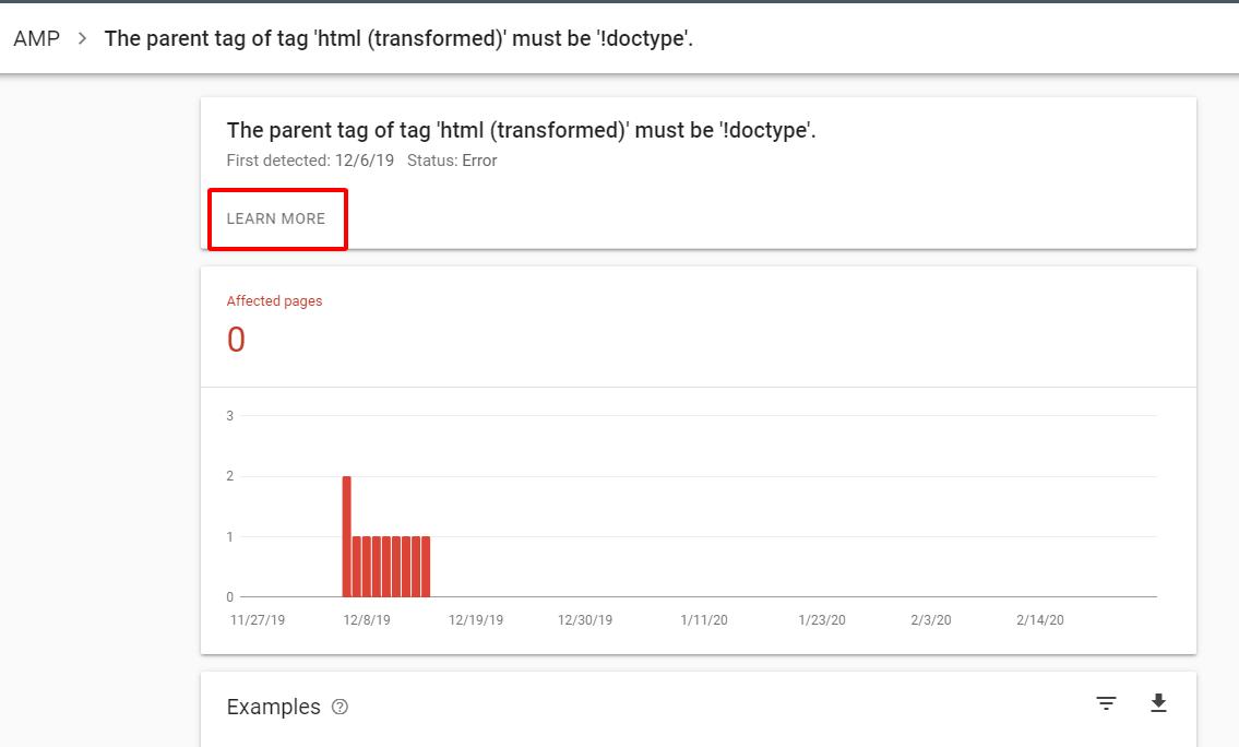 Click vào 1 lỗi chi tiết để tiến hành phân tích Google Search Console