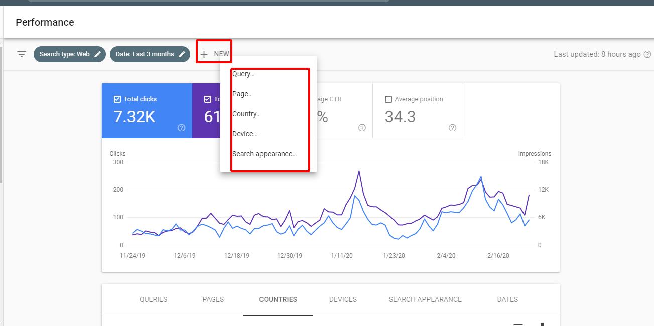 Bộ lọc số liệu Google Search Console