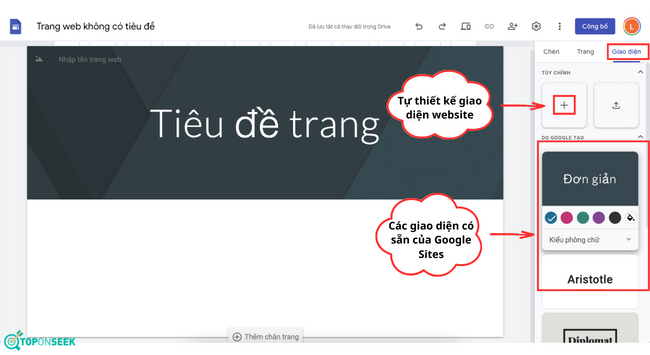 Chọn giao diện website