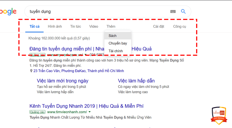 Kết quả trên Google tìm kiếm phản ánh nội dung trên web