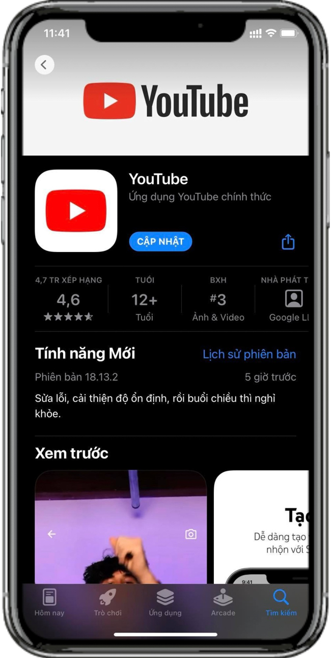 Tải ứng dụng Youtube để hoàn thành cách lập kênh Youtube