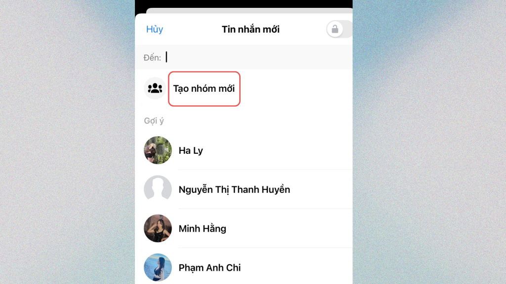 Chọn "Tạo nhóm mới" để tạo tạo Messenger 