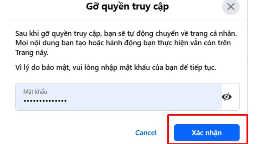 Xác nhận gỡ quyền truy cập