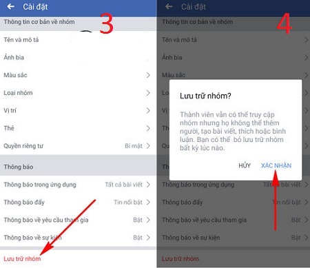 Cách lưu trữ nhóm FB bằng điện thoại Android