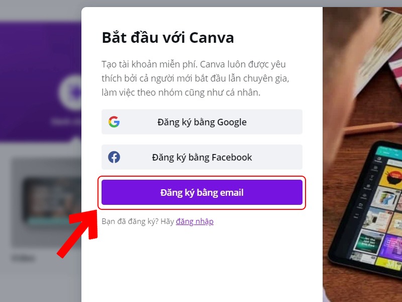 Tạo tài khoản Canva