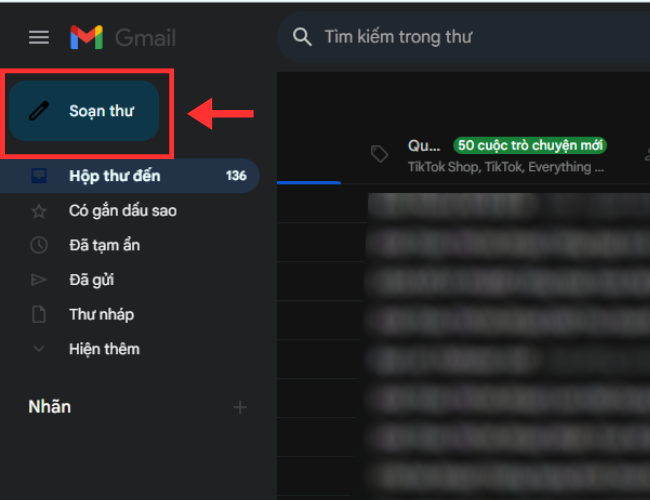 Mở gmail và chọn Soạn thư