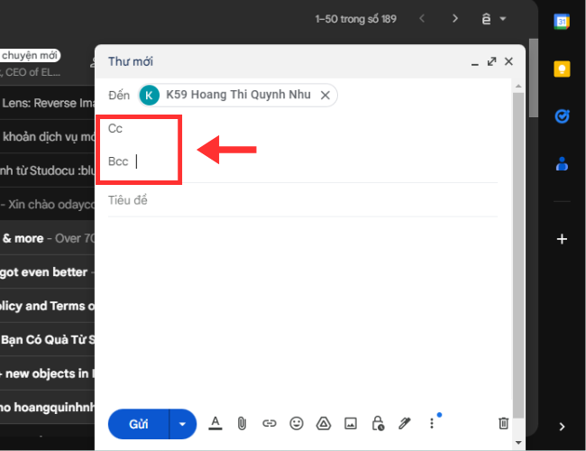 Nhập địa chỉ email người nhận