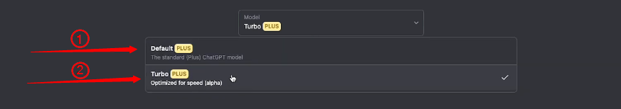 2 model ChatGPT cho người dùng lựa chọn là Turbo và Defaut
