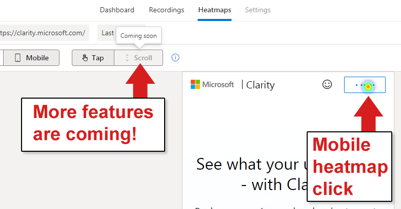 Nút scroll trong Clarity heatmap