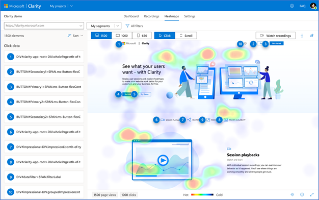 Microsoft Clarity Heatmap