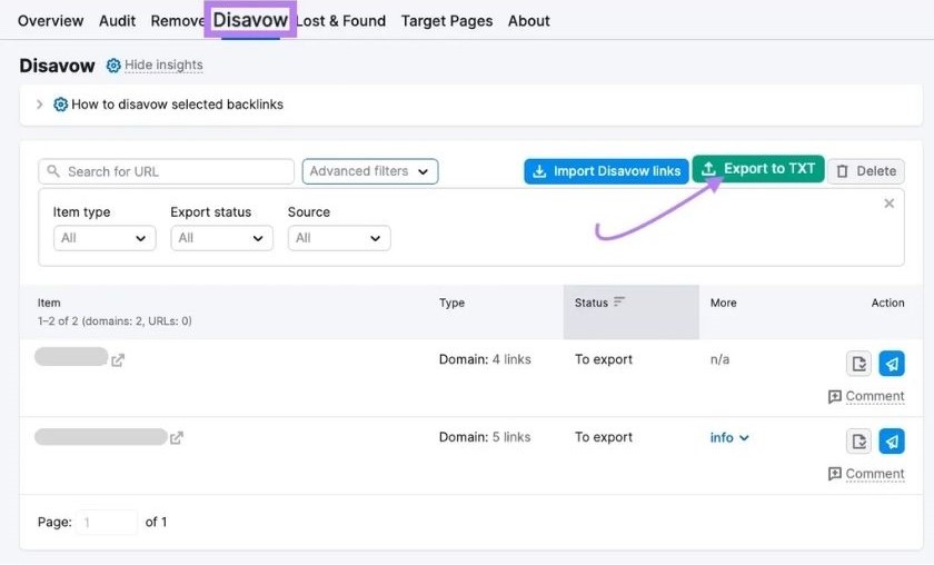 Disavow Link trong Google Search Console