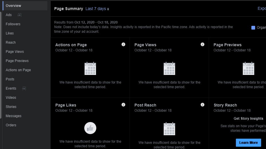 bang danh muc facebook insights 