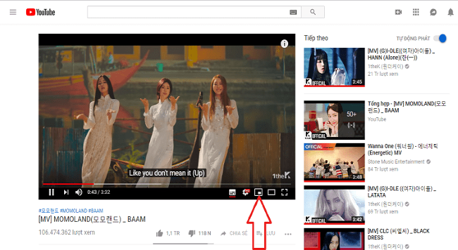 Thu nhỏ video trên YouTube
