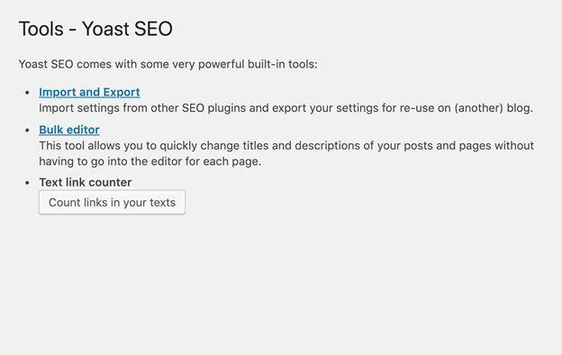 Công cụ Tools - Yoast SEO