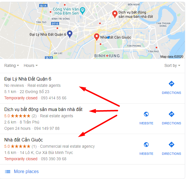 SEO website bất động sản bằng GMB