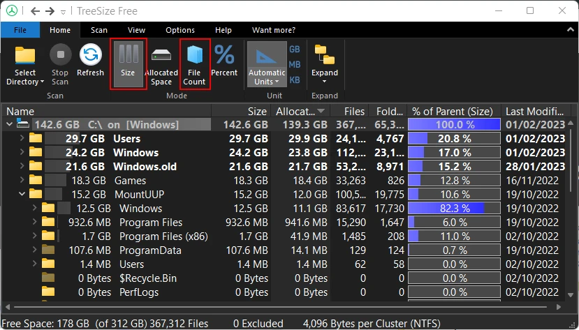 Xem dung lượng file trên TreeSize (5)