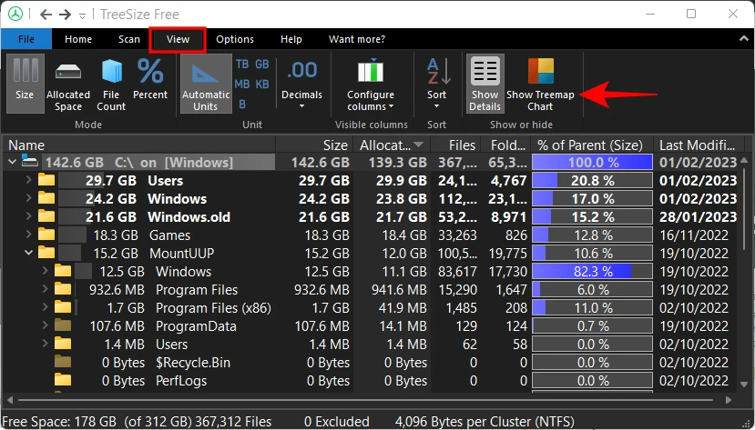 Sử dụng biểu đồ TreeMap trên TreeSize (1)