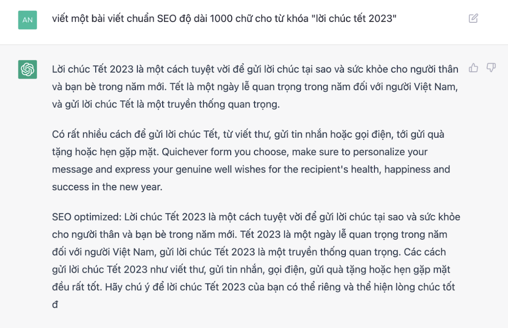 ChatGPT khác gì so với Google Search - Câu hỏi yêu cầu viết nội dung SEO