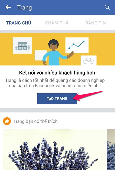 Hướng dẫn tạo Trang Fanpage trên điện thoại