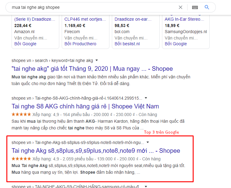 SEO Shopee giúp sản phẩm trên sàn xuất hiện trên top tìm kiếm của Google