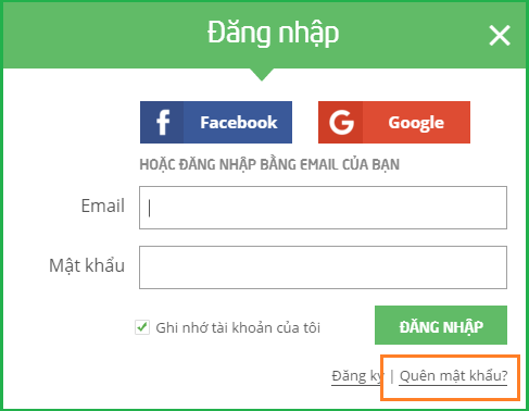 Nút Facebook đăng nhập màu xanh dương để đăng ký nhanh