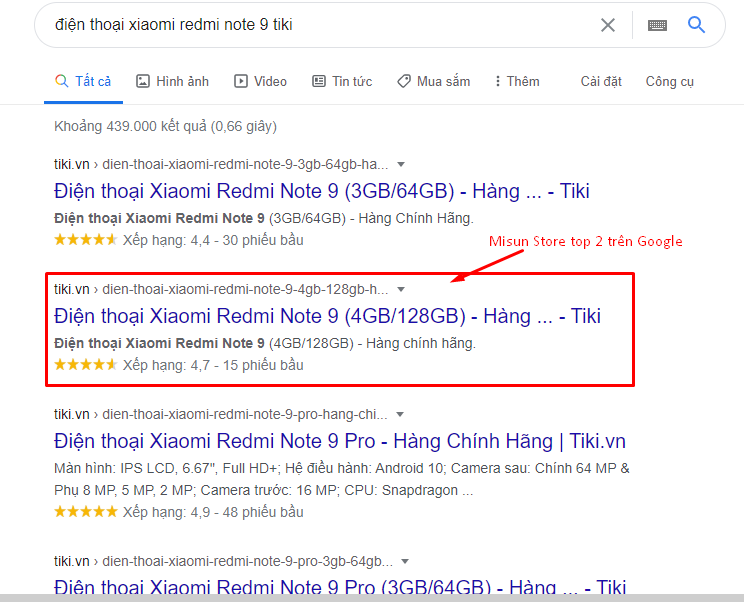 SEO Tiki top trên Google