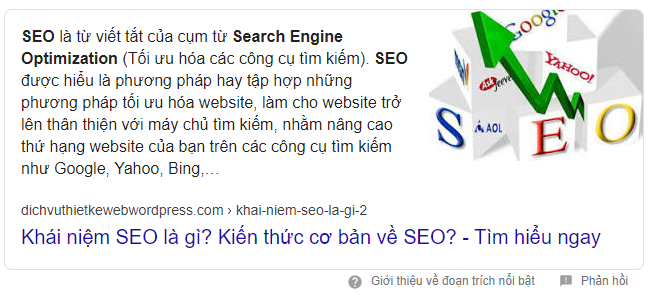 Featured snippets trên SERP