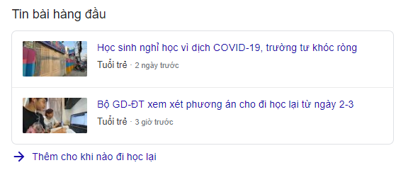 Top Stories trên SERP