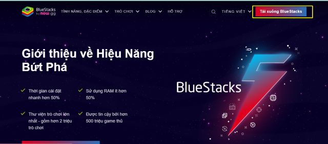 Bước 1: Truy cập trang web Bluestacks.com theo đường link và tìm kiếm phiên bản Bluestacks 5.