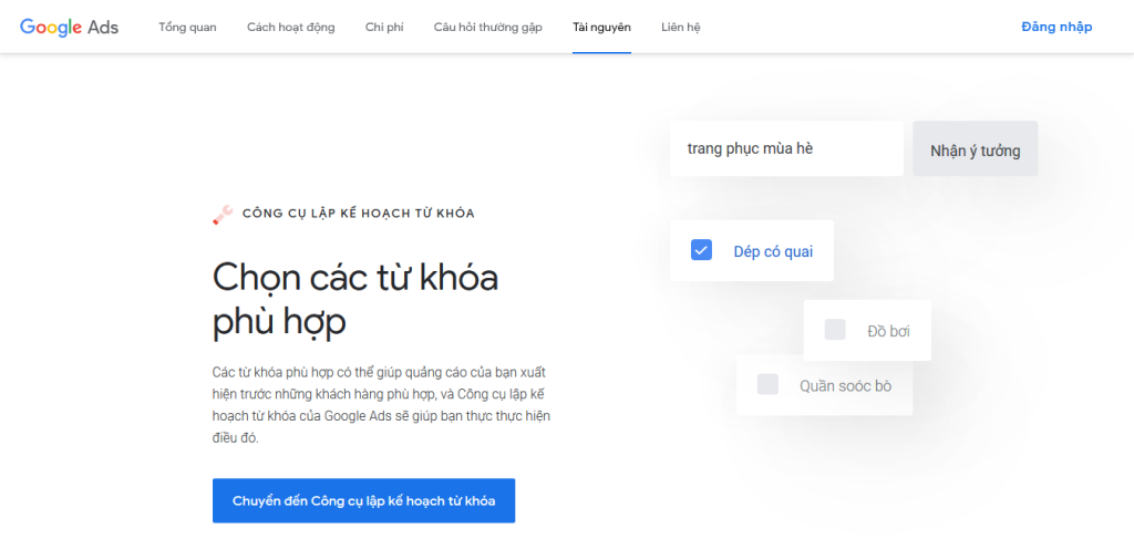 Giới thiệu công cụ Google's Keyword Planner